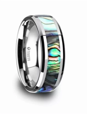 Tungsten Maui 8mm Mother Of Pearl Inlay Wedding Band