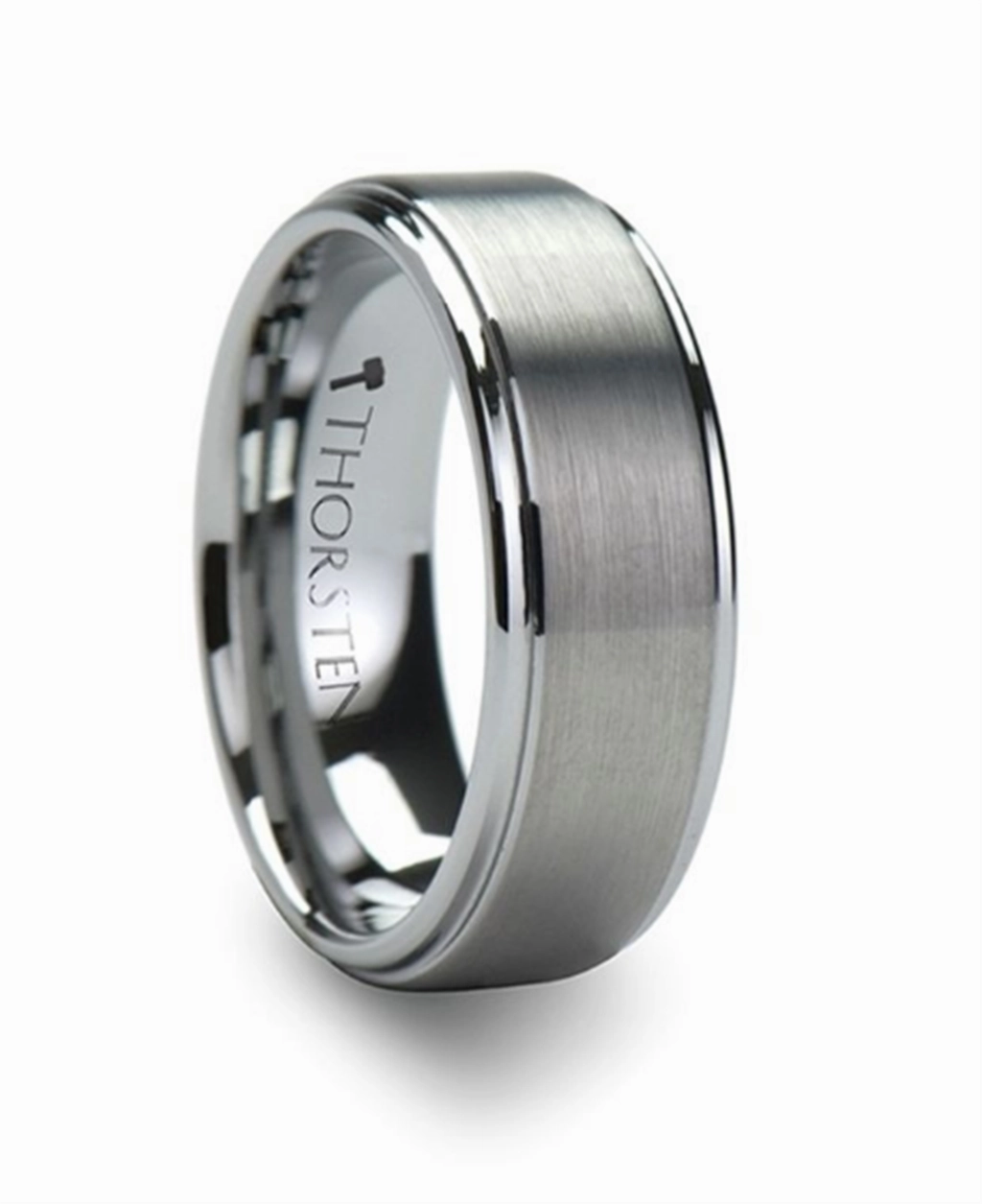 Tungsten Optimus 8mm Raised Center Brush Finish Wedding Band