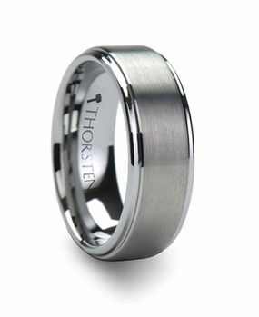 Tungsten Optimus 8mm Raised Center Brush Finish Wedding Band