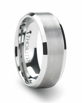 Tungsten Sheffield 8mm Brushed Center Flat Beveld Edge Wedding Band