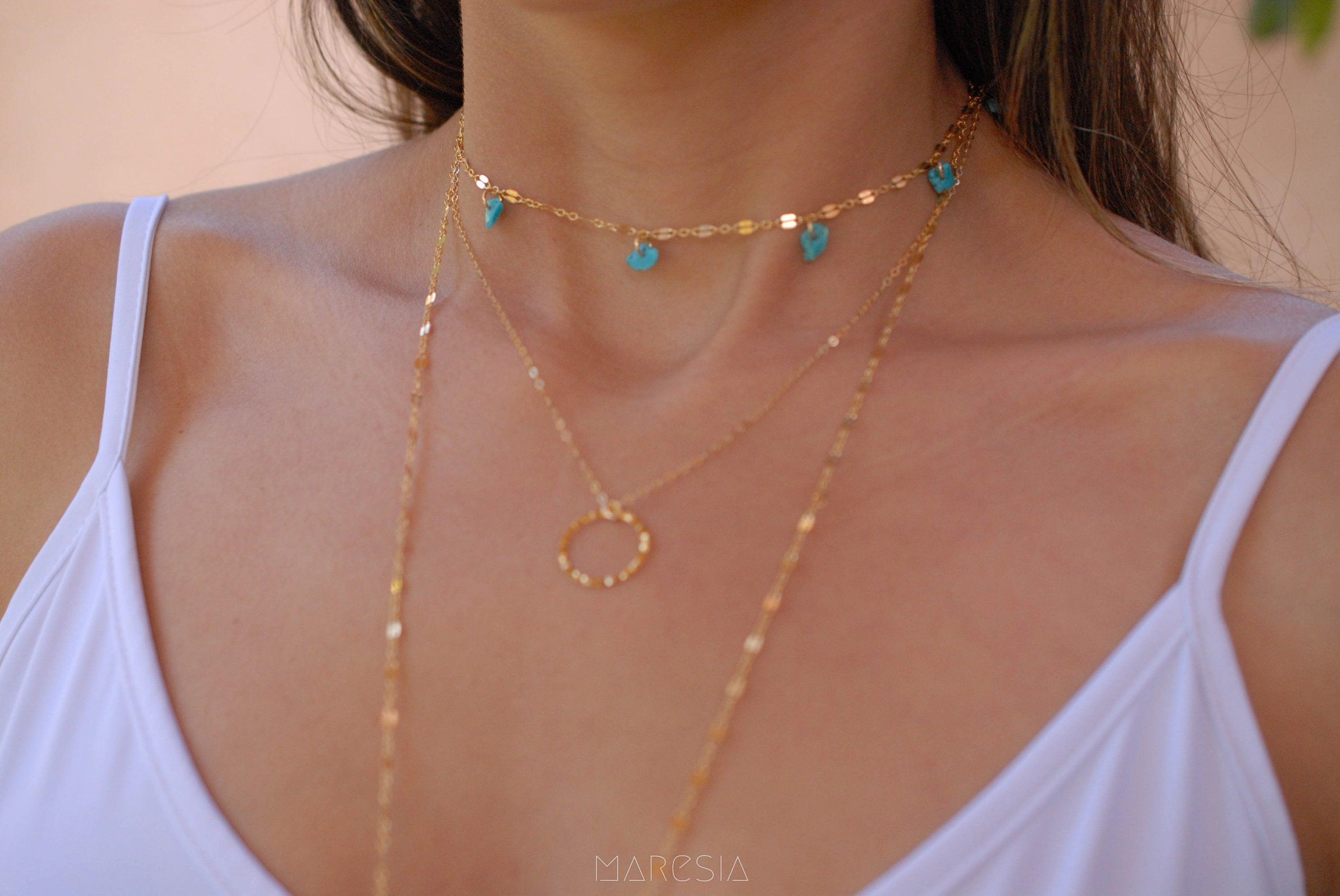 Turquoise Choker ~ Sterling Silver 925 or Gold Filled~MN024