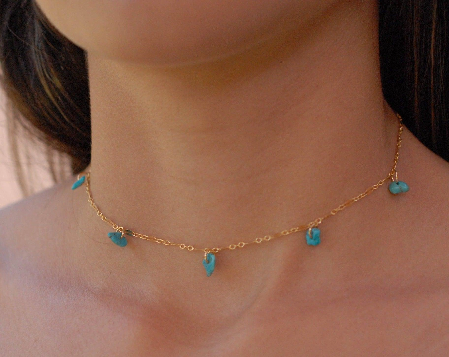 Turquoise Choker ~ Sterling Silver 925 or Gold Filled~MN024