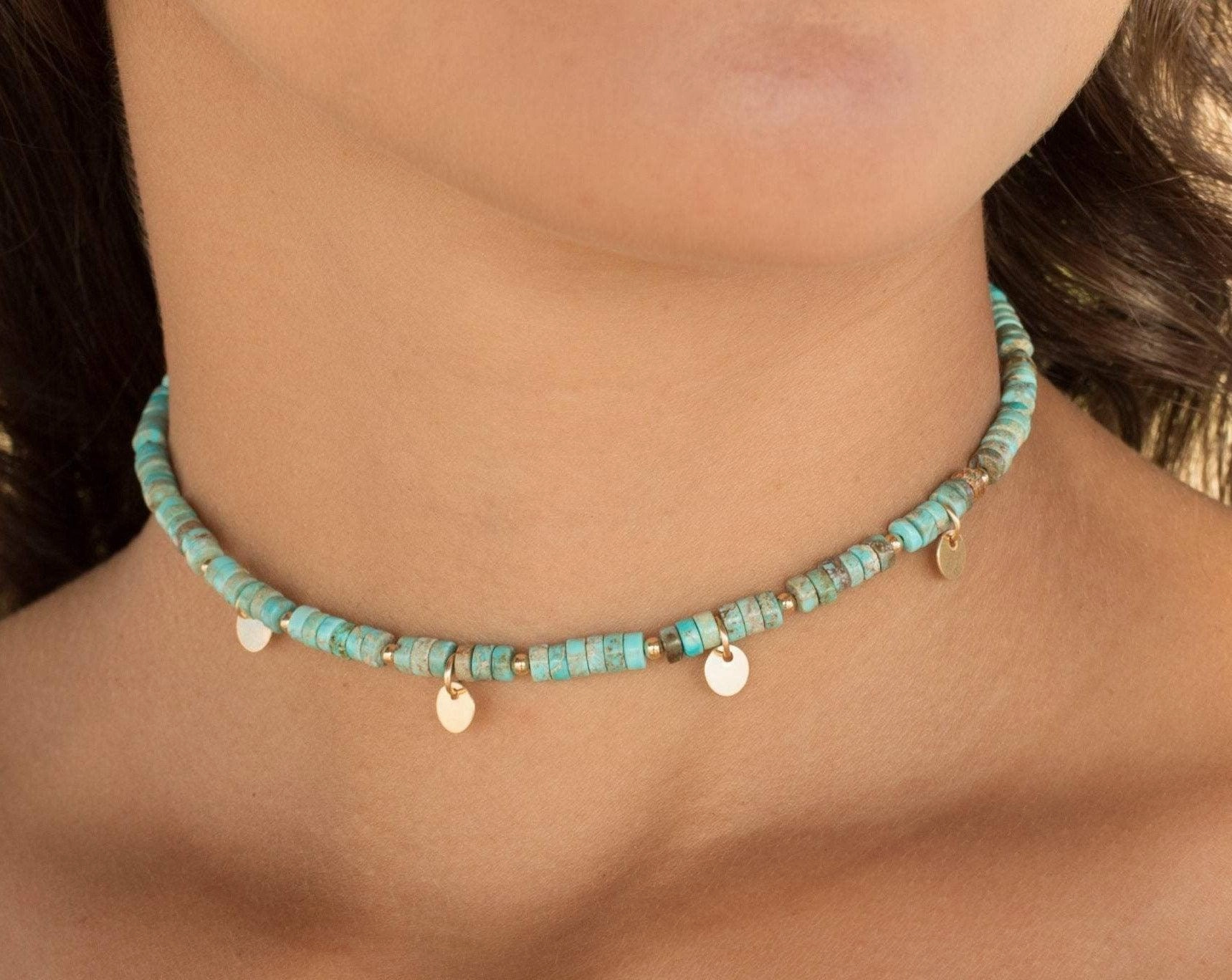 Turquoise Choker ~ Sterling Silver 925 or Gold Filled
