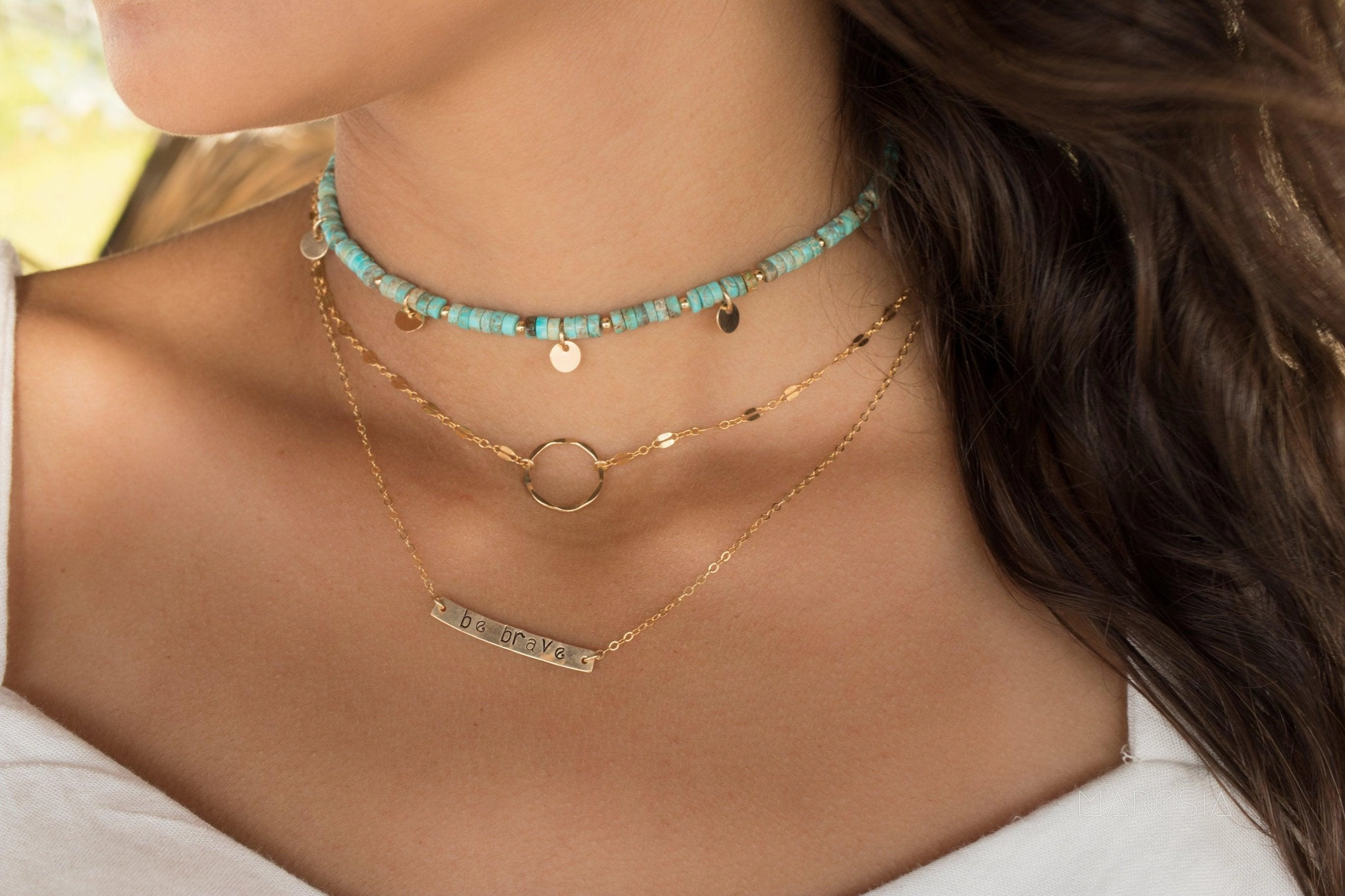 Turquoise Choker ~ Sterling Silver 925 or Gold Filled