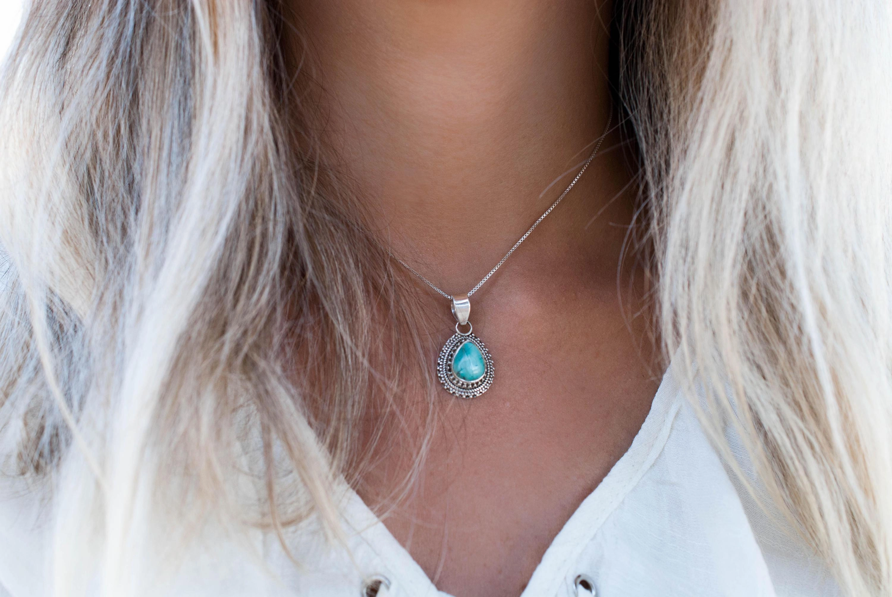Turquoise Pendant ~ Sterling Silver 925 ~ MP003
