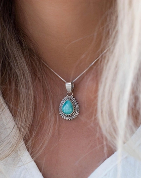 Turquoise Pendant ~ Sterling Silver 925 ~ MP003