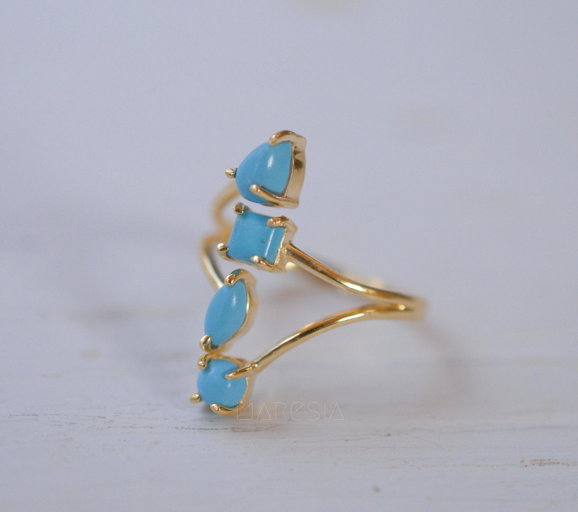 Turquoise Ring ~ 18k Gold Plated ~ MR025