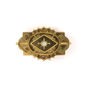 Victorian Etruscan Revival Carved Picture Locket Pin