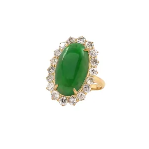 Victorian Jadeite Diamond Cluster Dinner Ring