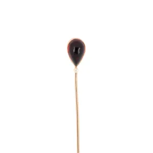 Victorian Pear-Shaped Garnet & Pearl Stick Pin