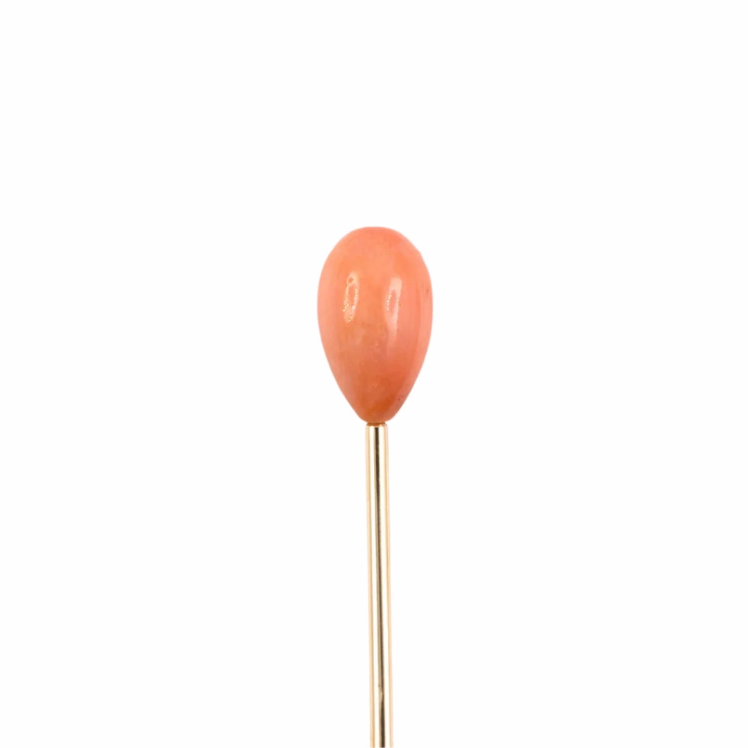Victorian Coral Teardrop Stick Pin