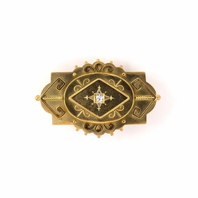 Victorian Etruscan Revival Carved Picture Locket Pin