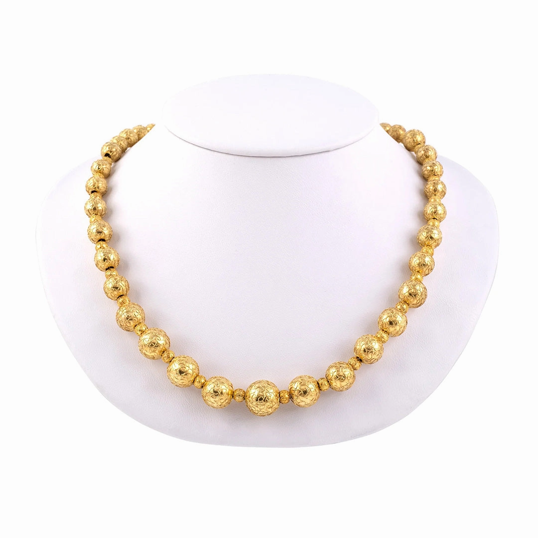 Victorian Etruscan Revival Graduated Bead Necklace