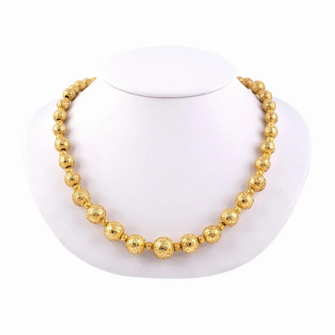 Victorian Etruscan Revival Graduated Bead Necklace