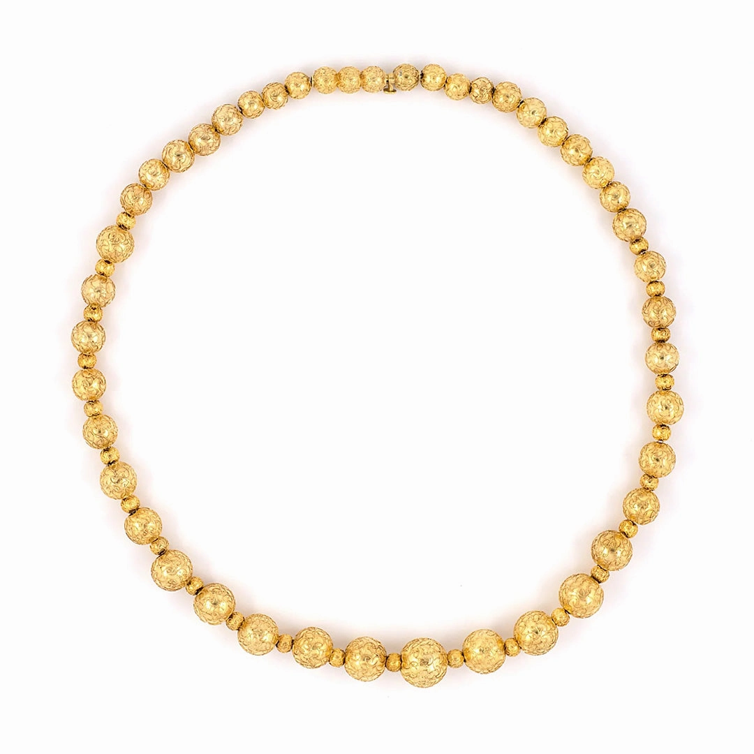 Victorian Etruscan Revival Graduated Bead Necklace