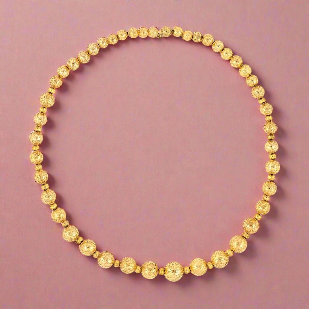 Victorian Etruscan Revival Graduated Bead Necklace