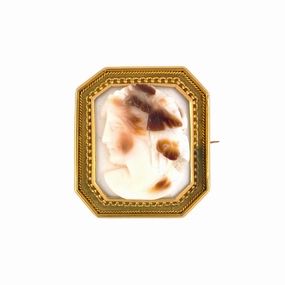 Victorian Stone Cameo Framed Pin