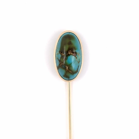 Victorian Turquoise Elongated Oval Stick Pin