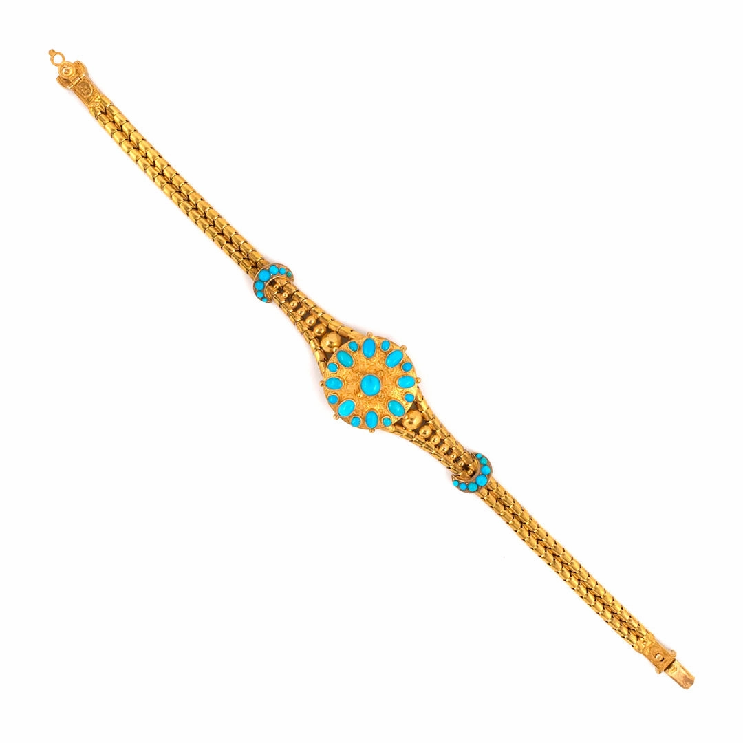 Victorian Turquoise Snake Locket Bracelet