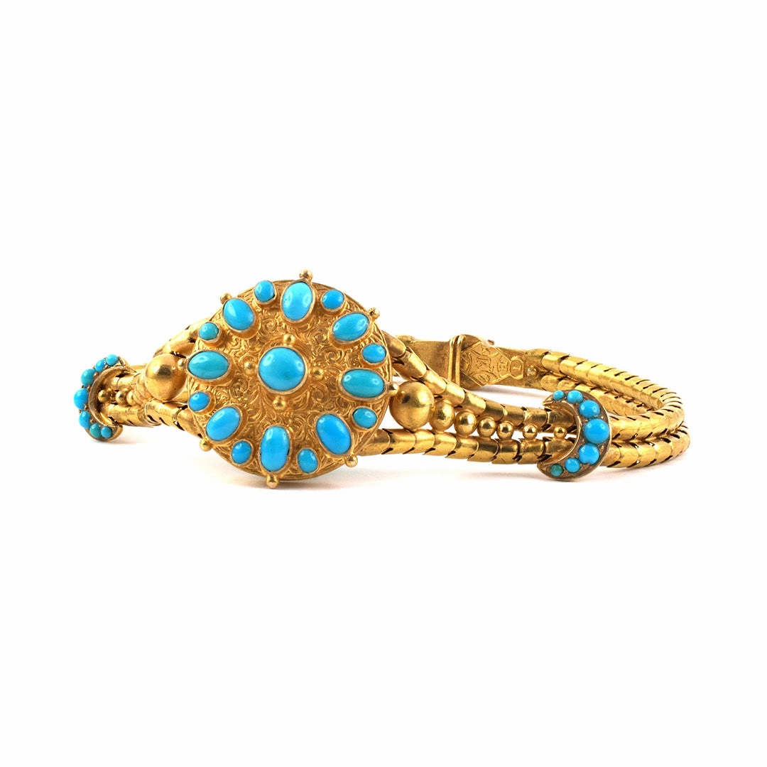 Victorian Turquoise Snake Locket Bracelet
