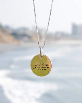 Wave Hand Stamped Disk Pendant ~ Sterling Silver