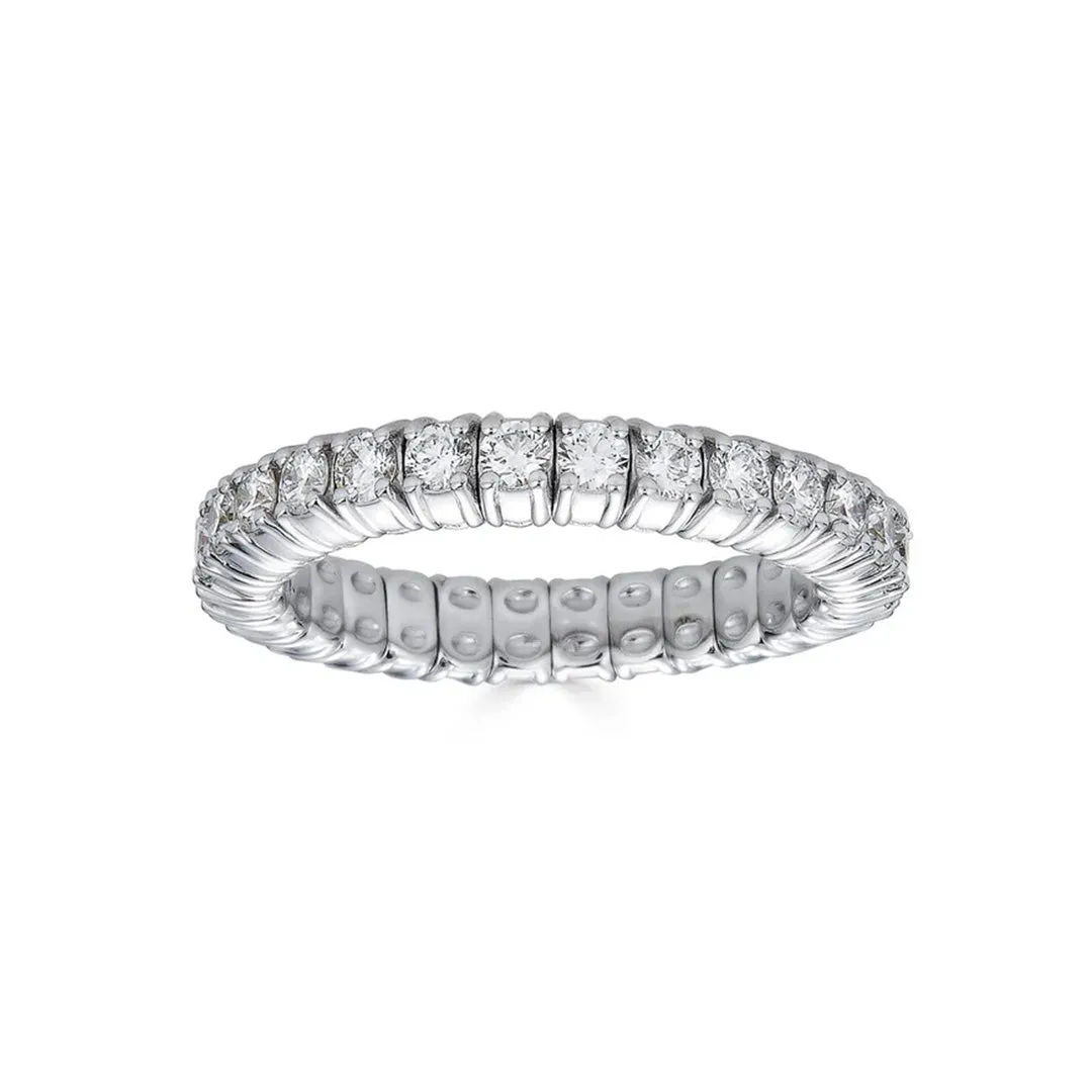 White Gold Stretch Eternity Ring with Diamonds