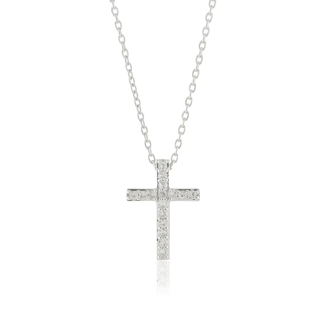 White Sapphire Cross Pendant Necklace