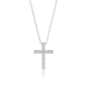 White Sapphire Cross Pendant Necklace