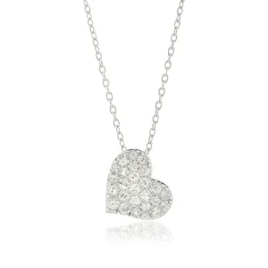 White Sapphire Heart Pendant Necklace