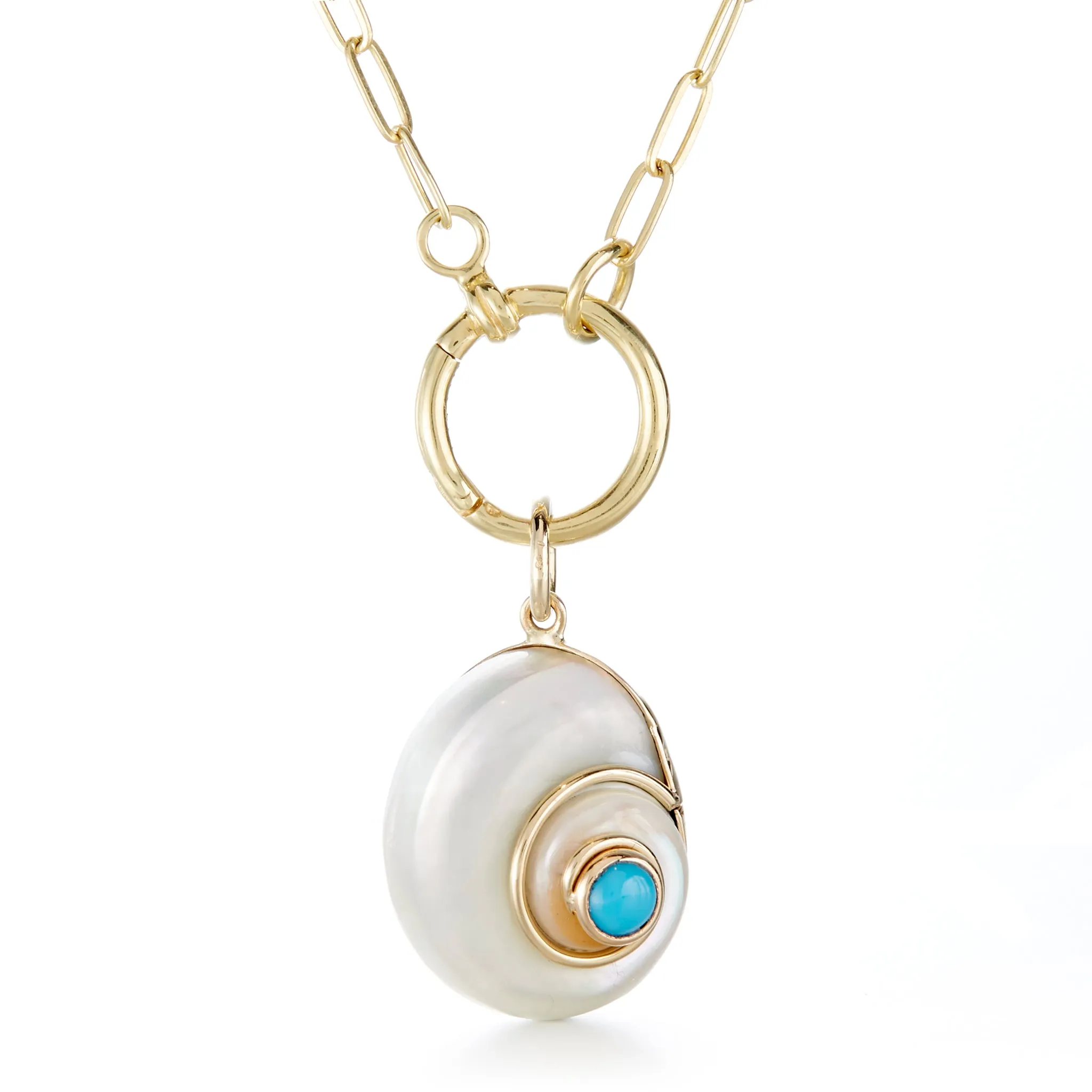 White Shell with Turquoise Charm