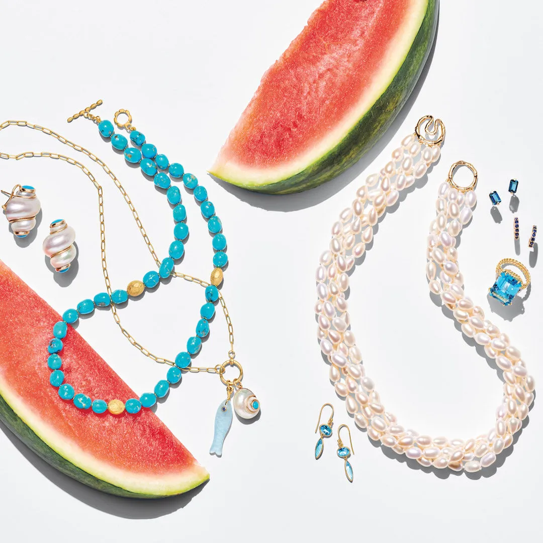 White Shell with Turquoise Charm