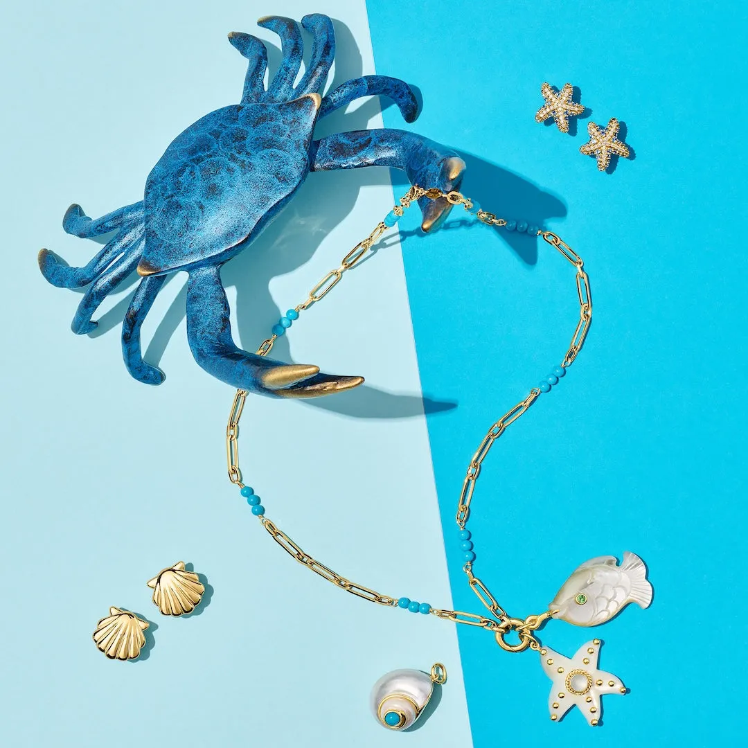 White Shell with Turquoise Charm