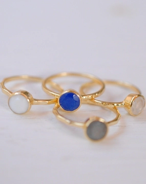 White Agate Ring  ~ Gold Plated ~  MR068
