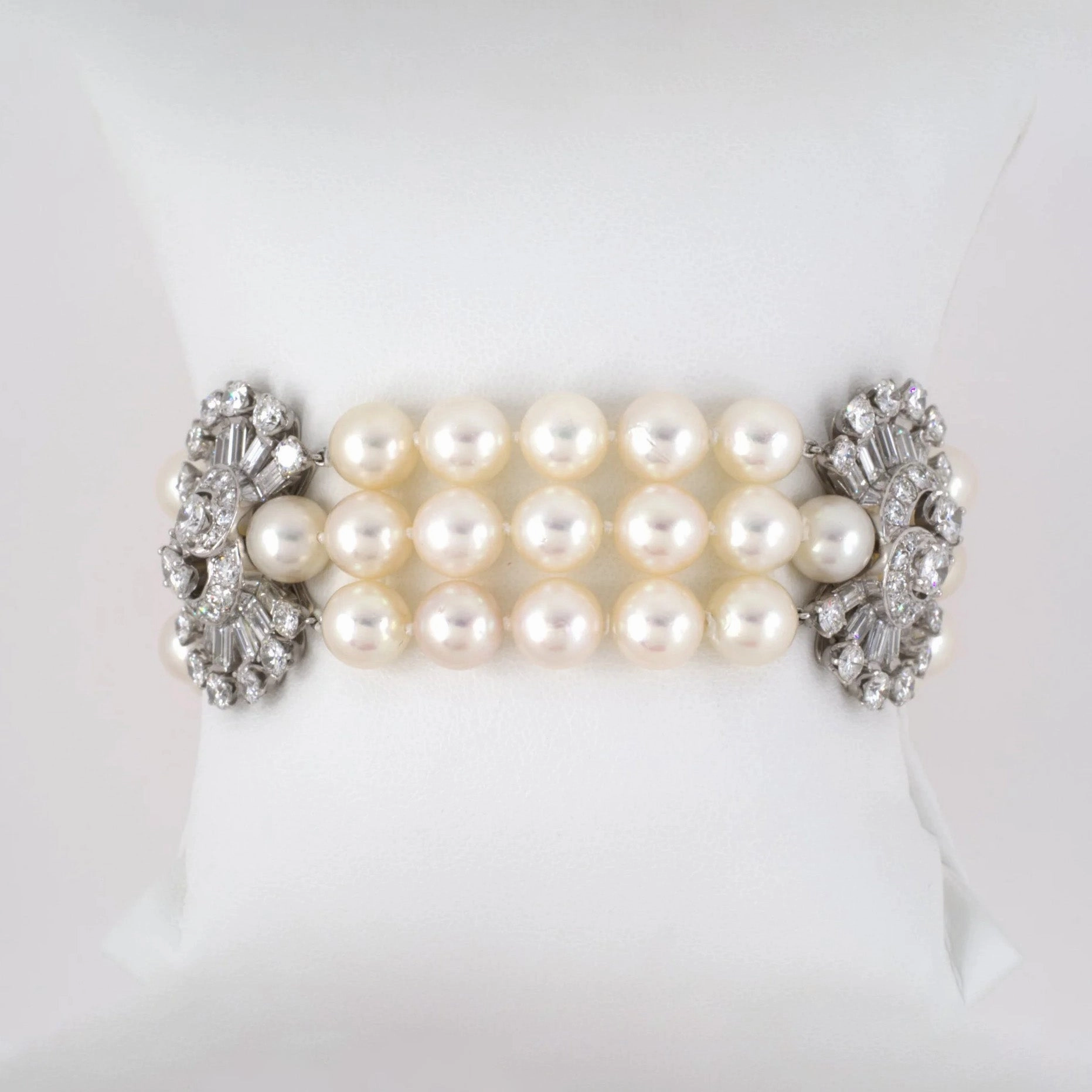 White Akoya Pearl & Diamond Bracelet