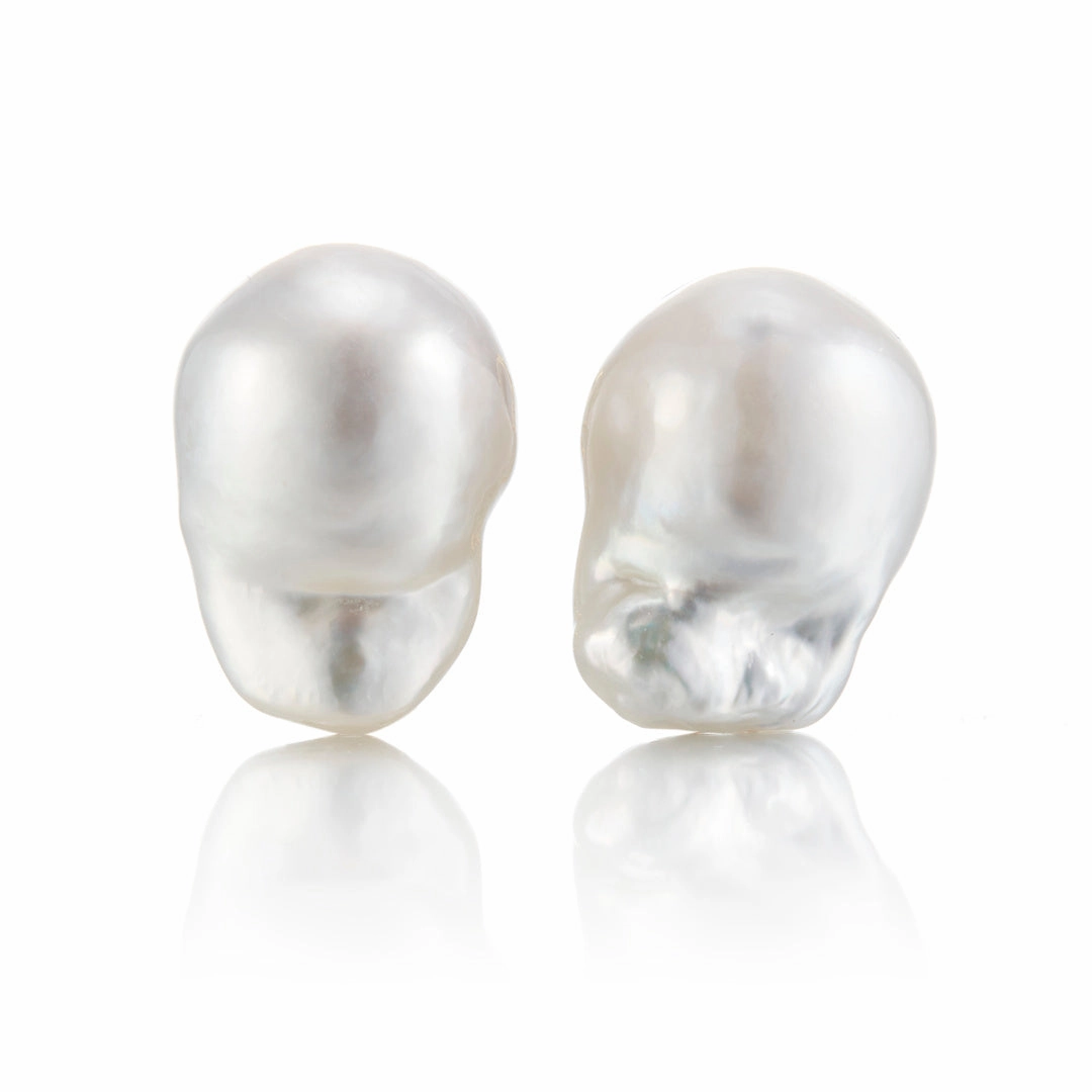 White Baroque South Sea Pearl Earrings