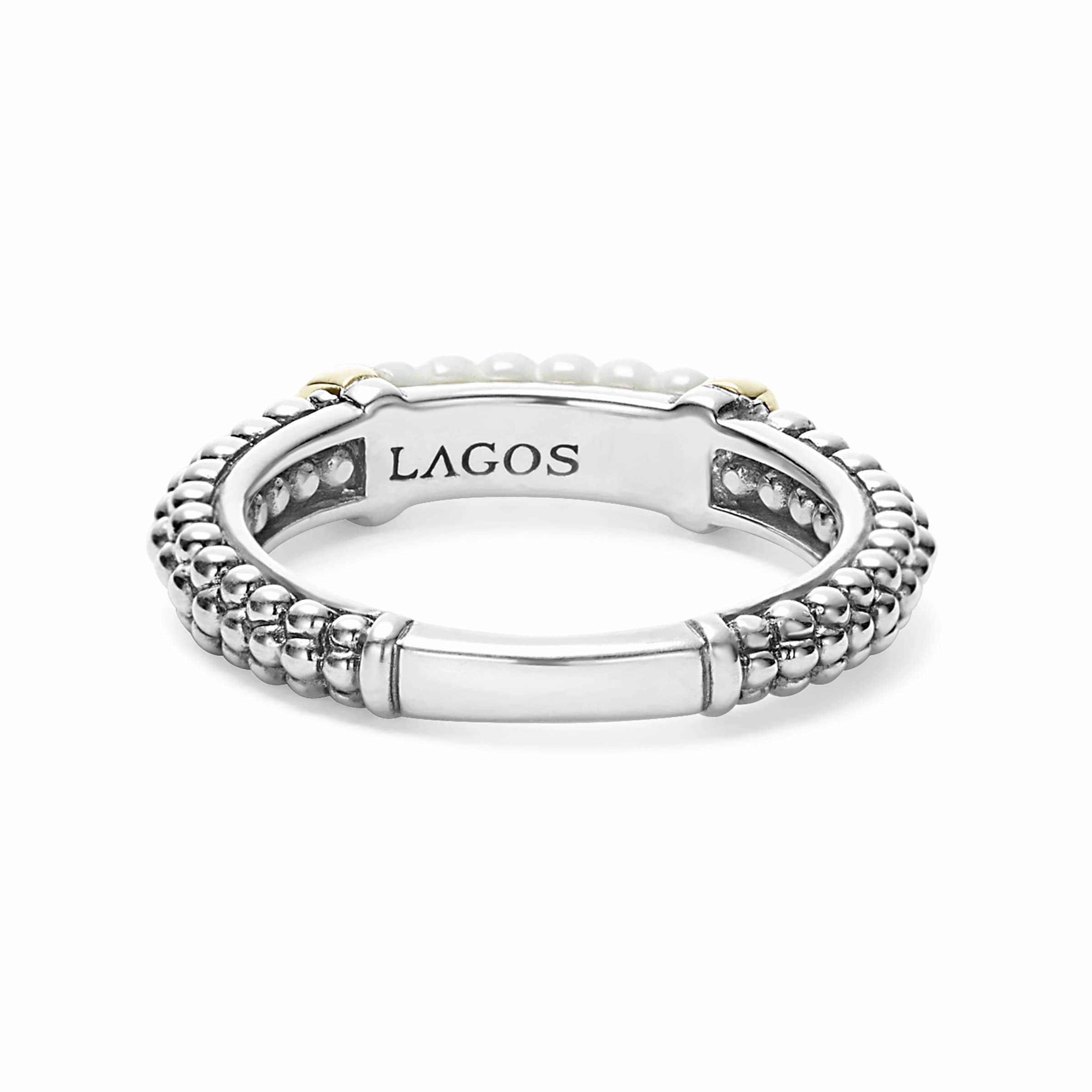 White Caviar Ceramic Two-Tone Caviar Stacking Ring