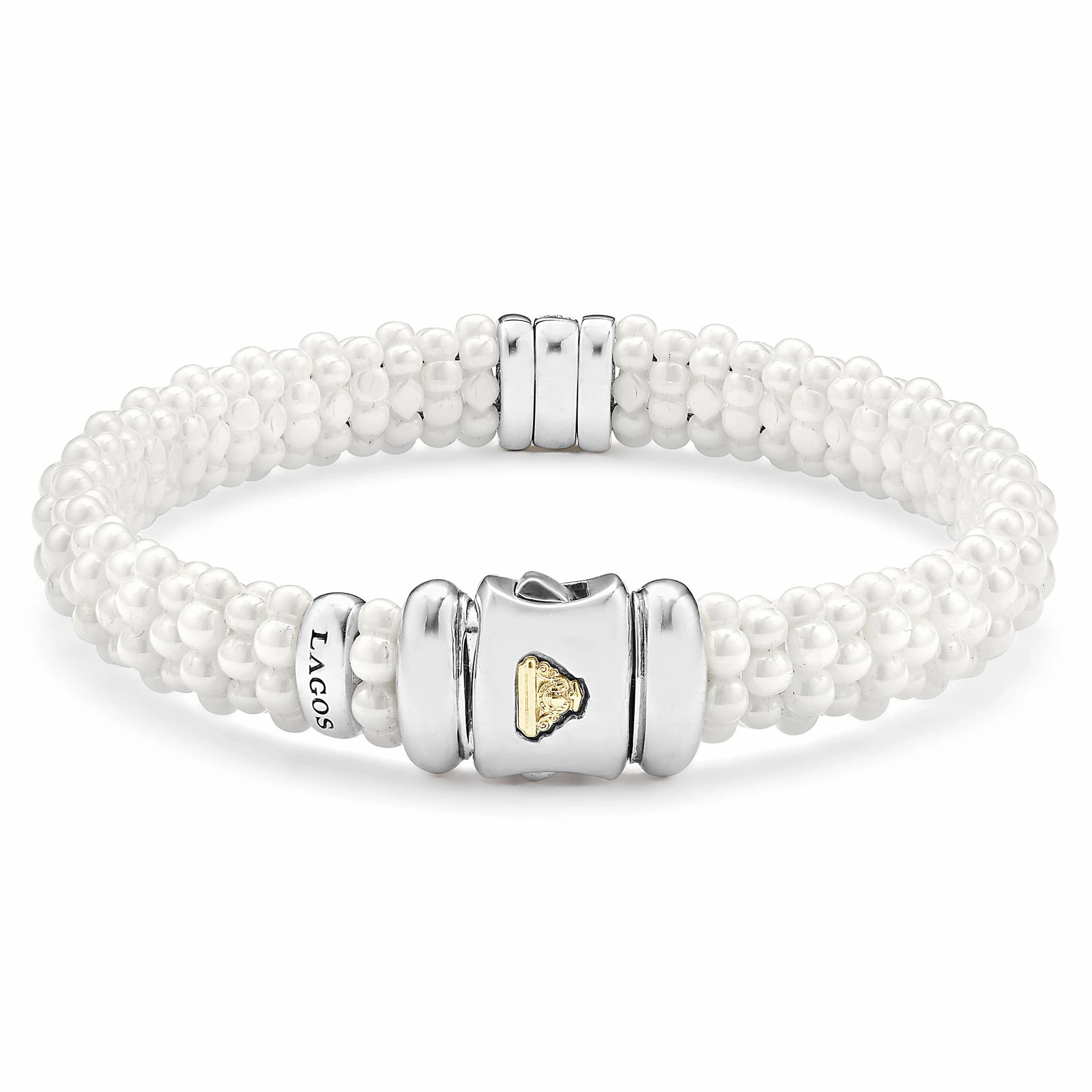 White Caviar Single Station Ceramic Diamond Bracelet | 9mm