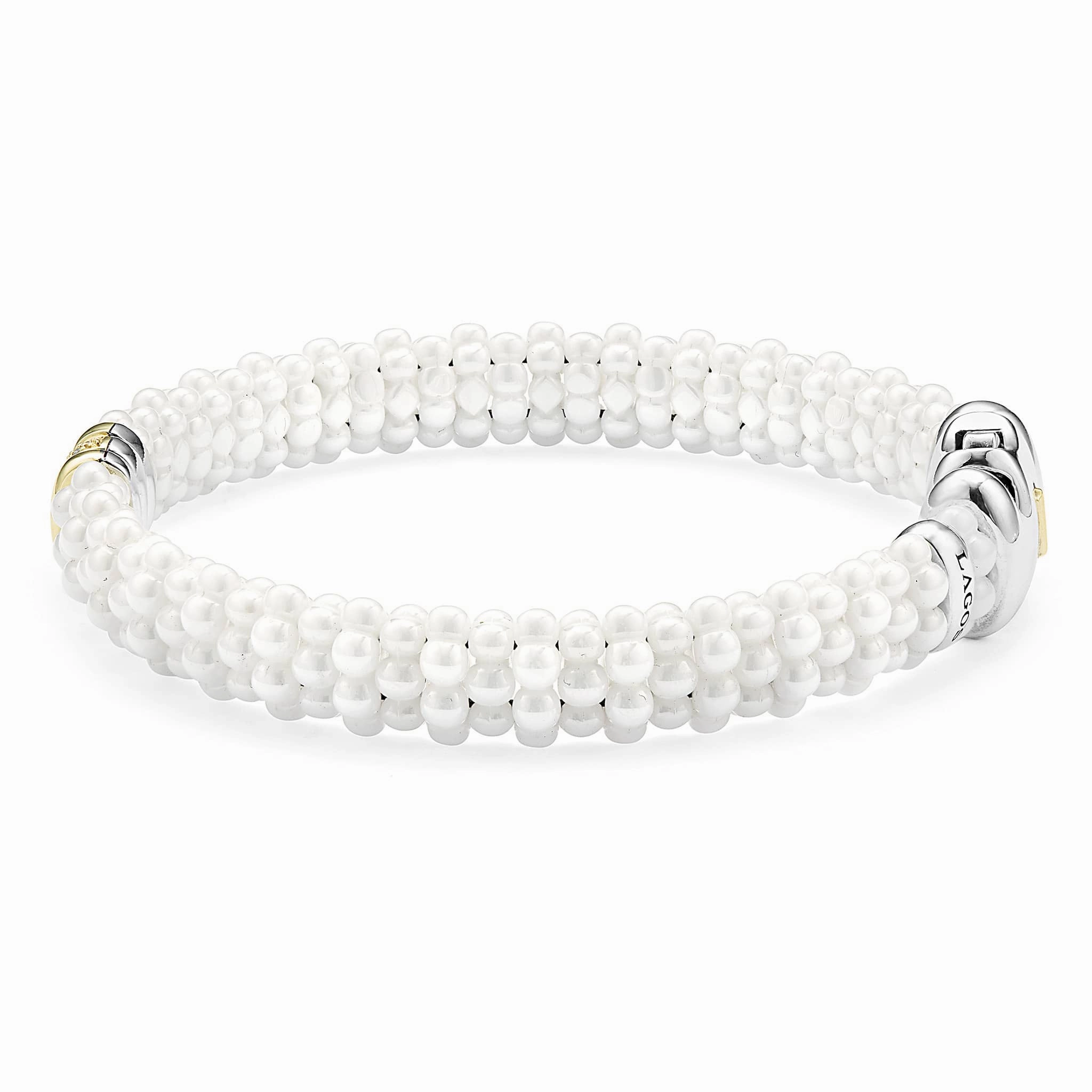 White Caviar Single Station Ceramic Diamond Bracelet | 9mm