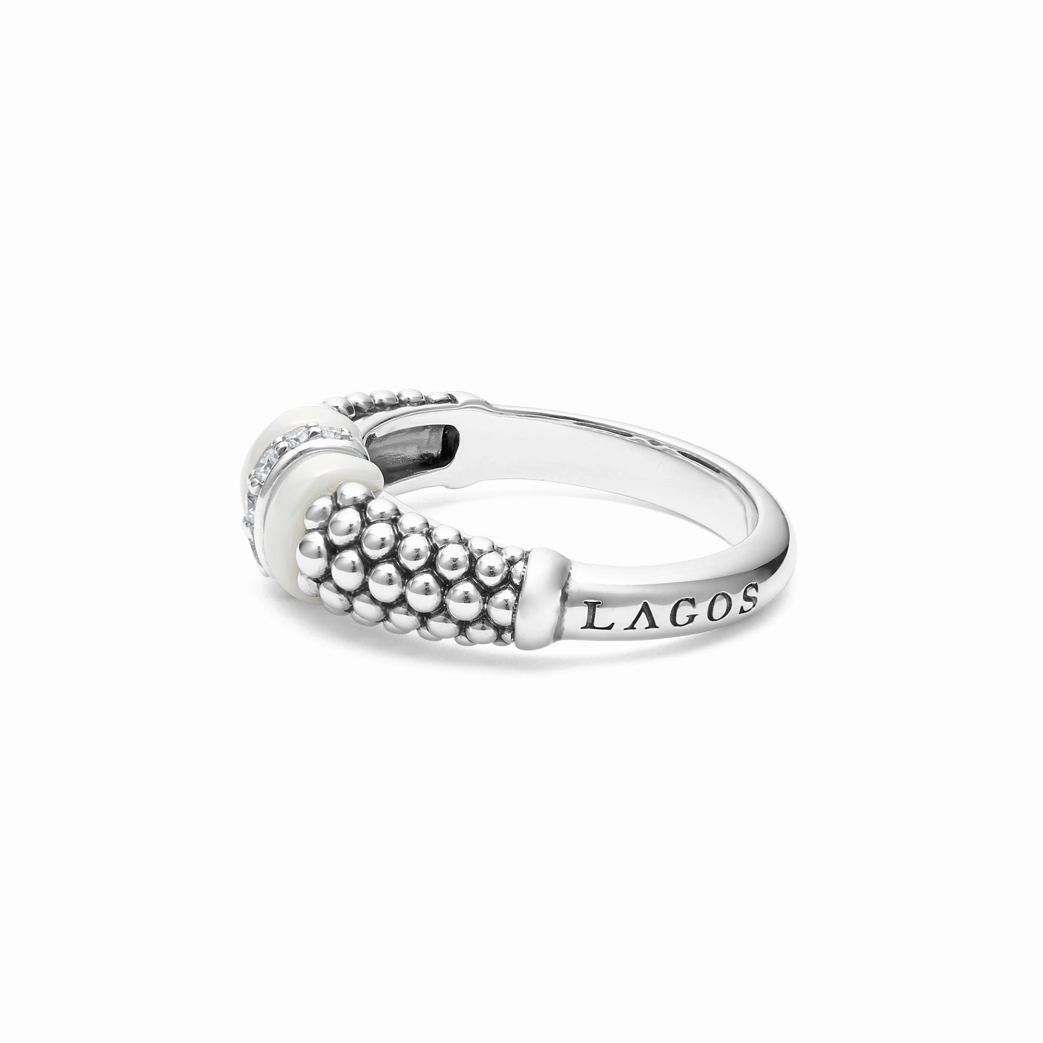 White Caviar White Ceramic and Caviar Diamond Ring