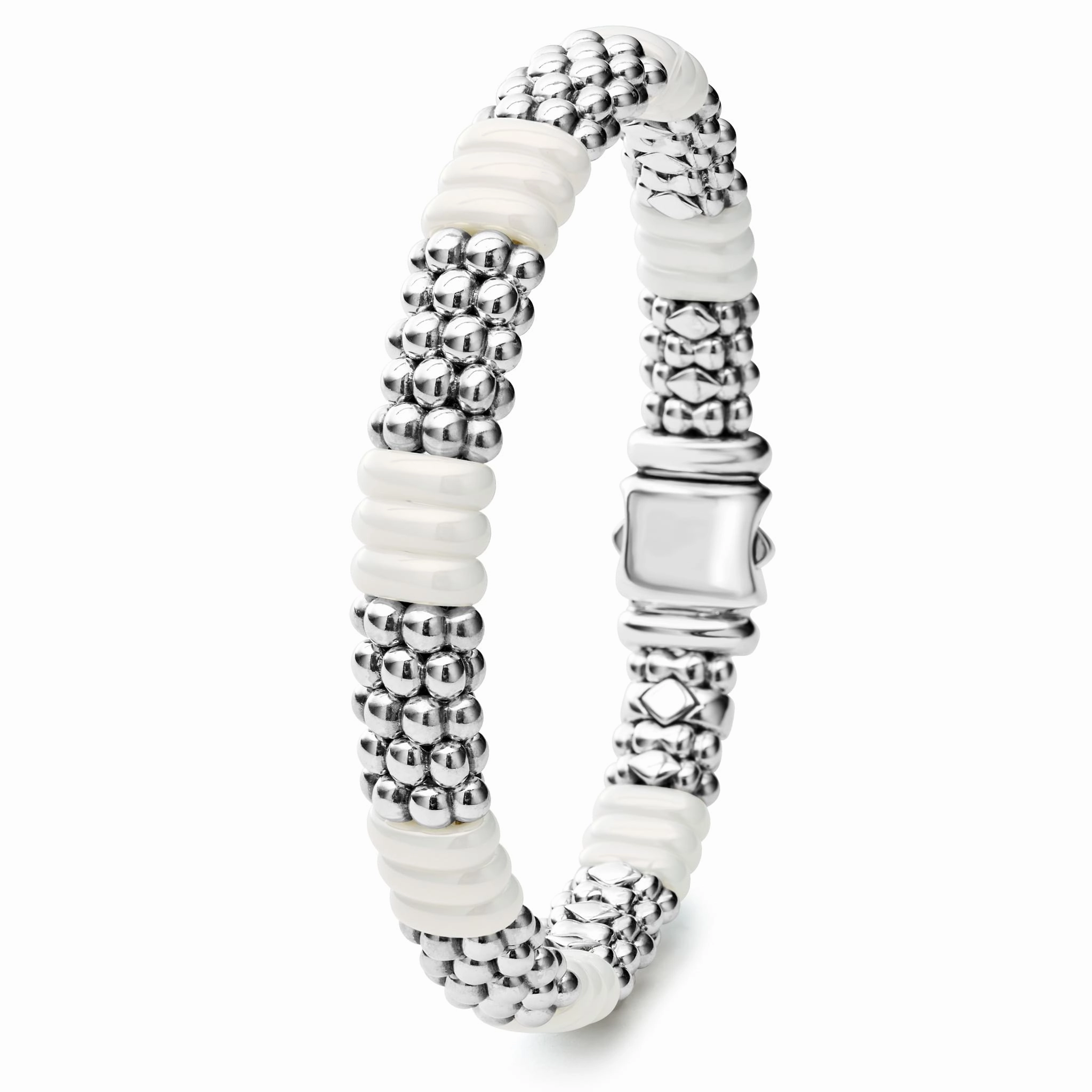 White Caviar White Ceramic Caviar Beaded Bracelet | 9mm
