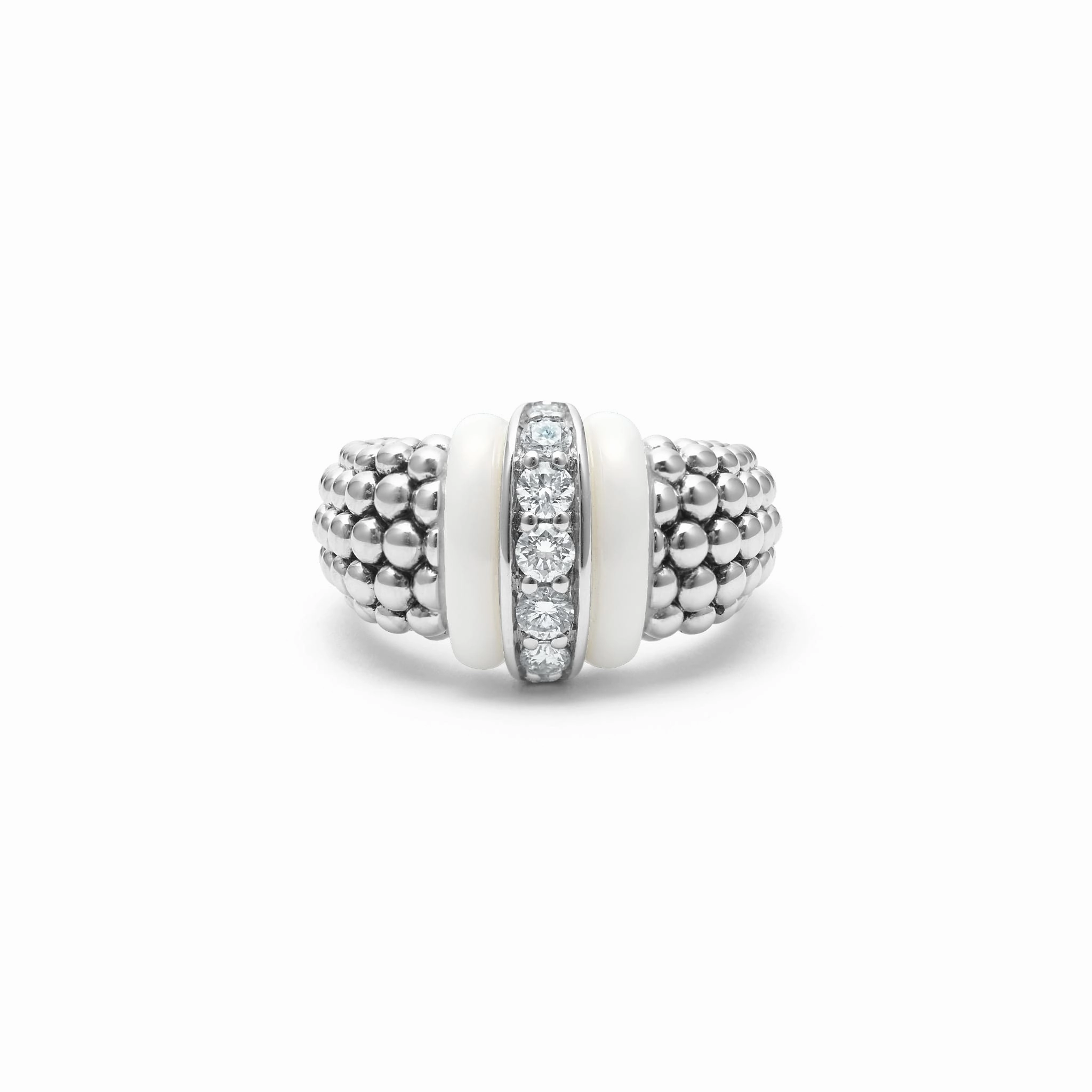 White Caviar White Ceramic Caviar Diamond Ring