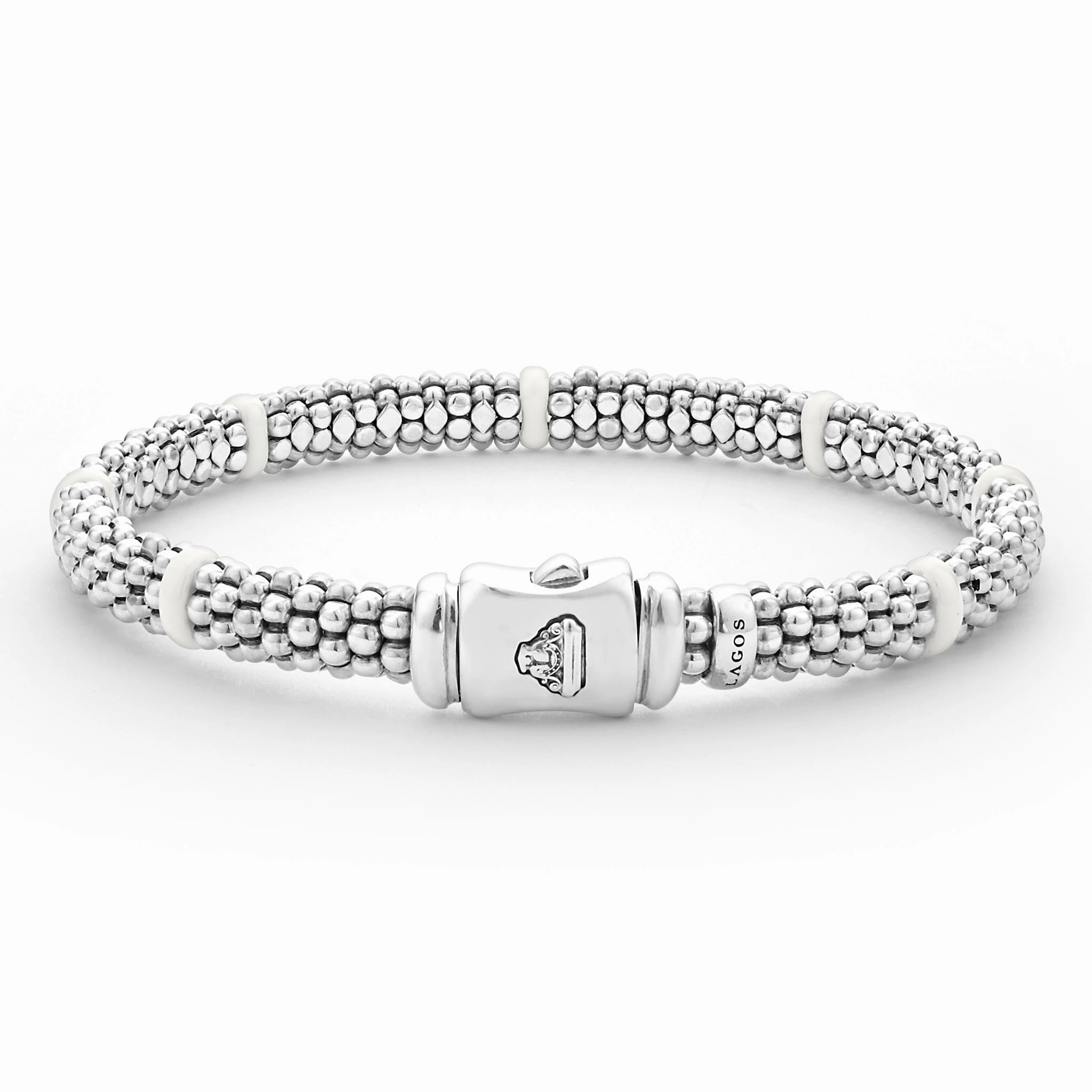 White Caviar White Ceramic Station Caviar Bracelet | 6mm