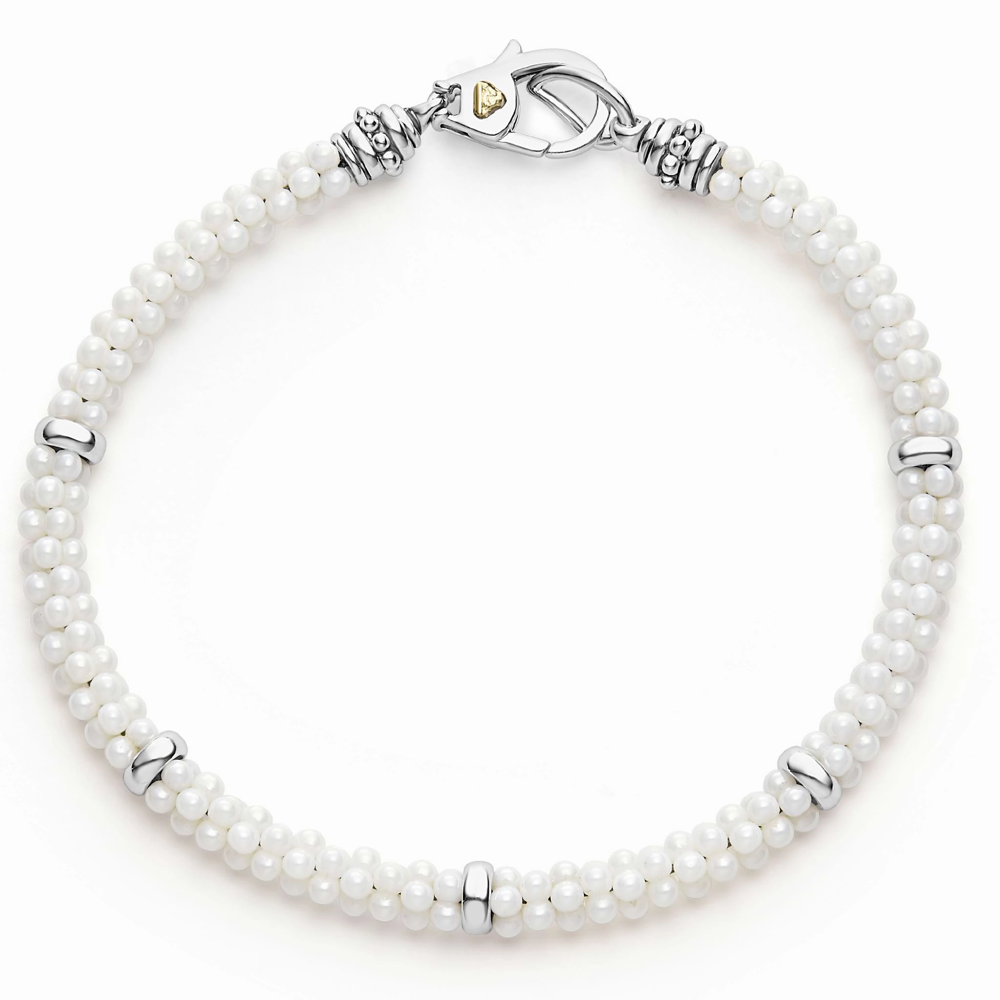 White Caviar White Five Silver Station Ceramic Bracelet | 5mm