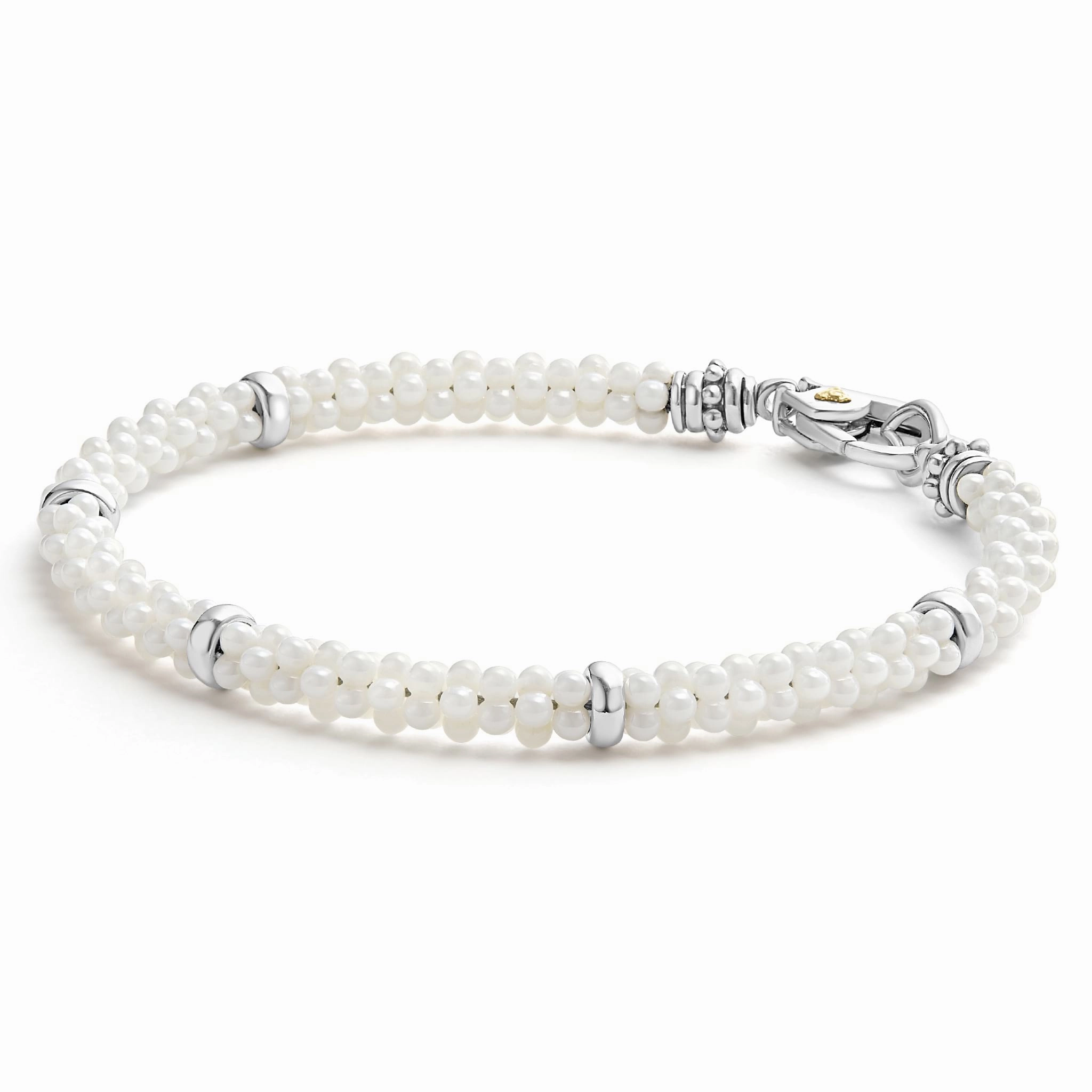 White Caviar White Five Silver Station Ceramic Bracelet | 5mm