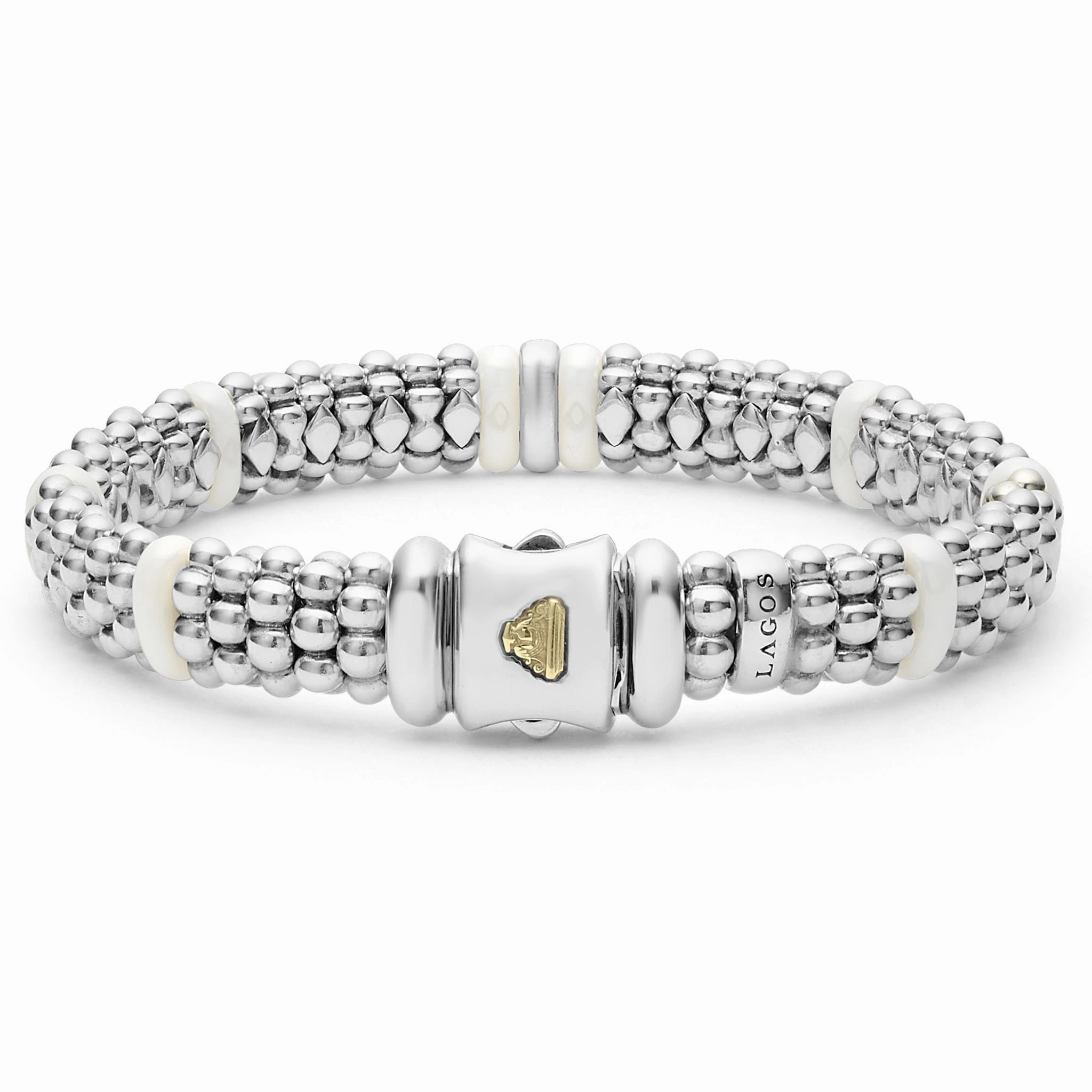 White Caviar White Single Station Diamond Caviar Bracelet | 9mm
