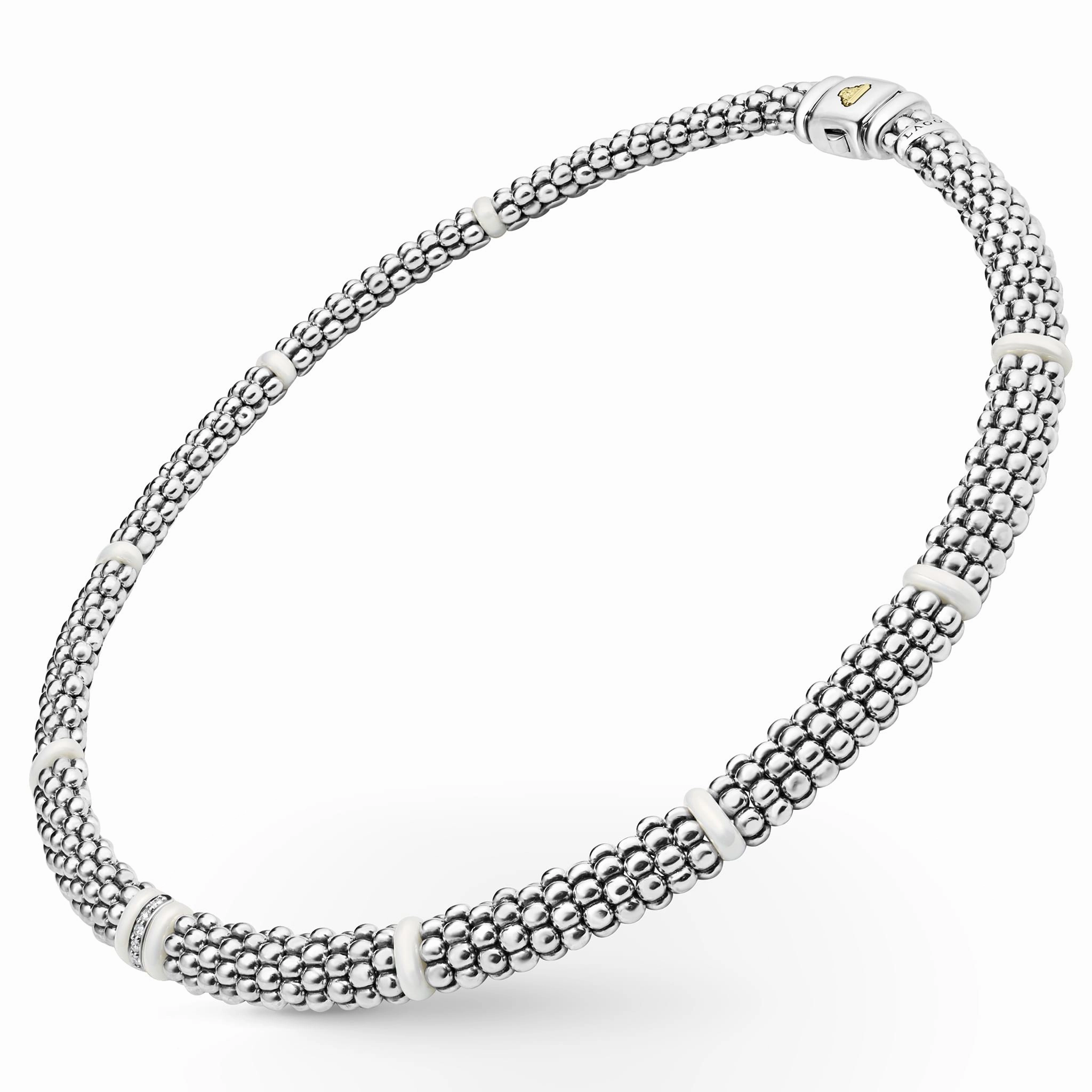White Caviar White Single Station Diamond Caviar Necklace
