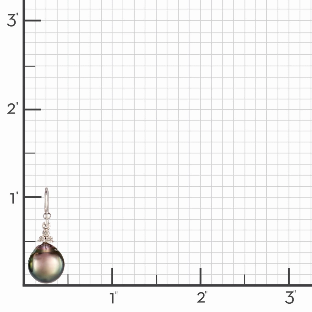 White Gold Madison Drop Earrings in 11mm Tahitian Pearls & Diamonds
