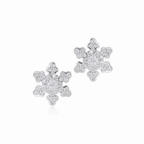 White Gold Snowflake Earrings in Diamonds