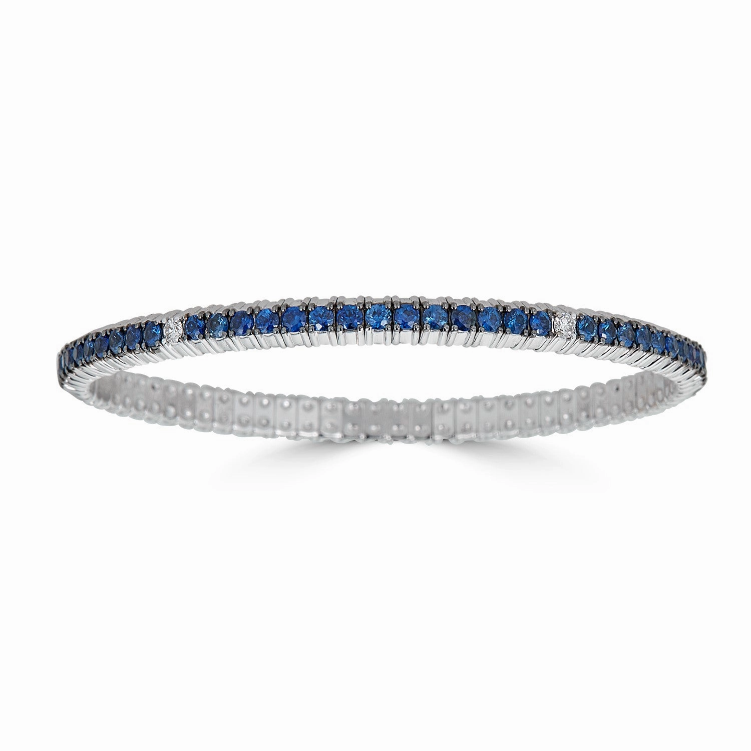 White Gold Stretch Bracelet with Blue Sapphires