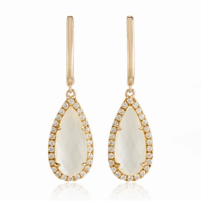 White Orchid Mother-of-Pearl & Diamond Drop Earrings